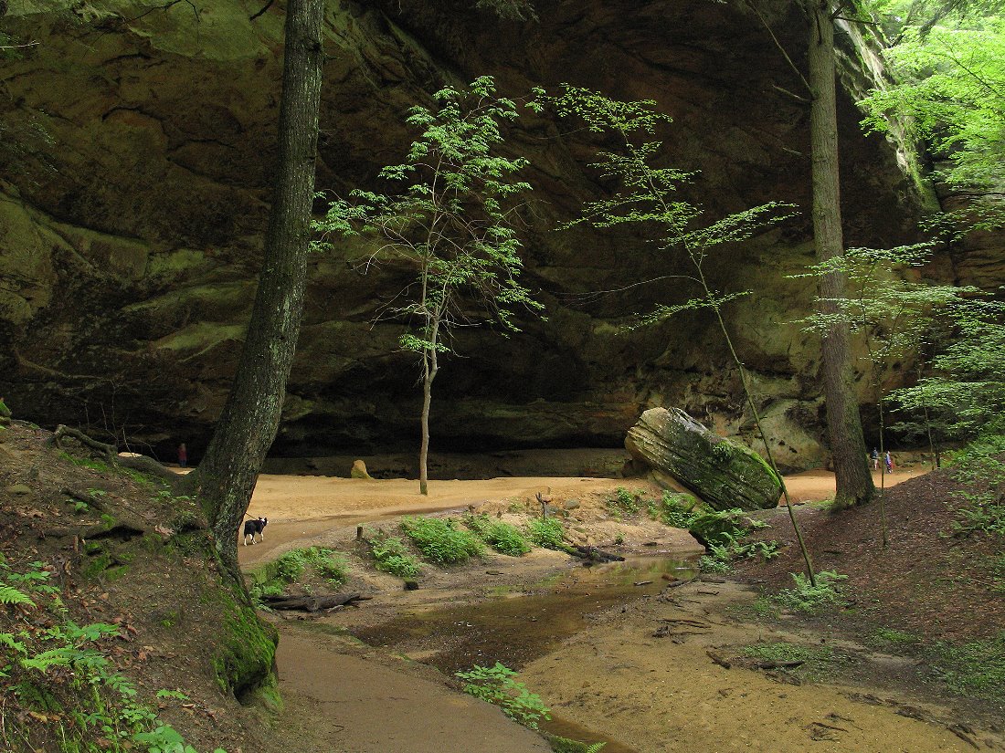 First views of Ash Cave while traveling the handicap assessable trail of Hocking Hills State Park.