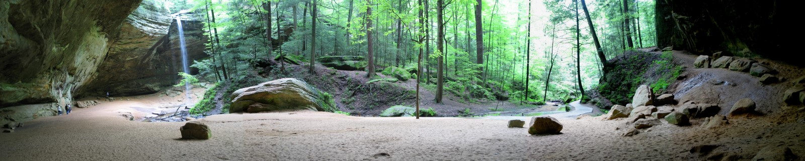 A wide angle view from within Ash Cave of Hocking Hills State Park.
